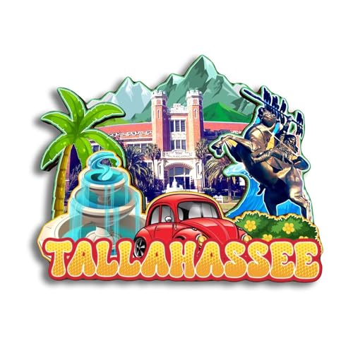 Quwsne Kühlschrankmagnet, Tallahassee, Florida, USA, Kühlschrankmagnet, Stadt, Reise, Souvenirs, Touristengeschenke, 3D-Symbol, klassische Sehenswürdigkeiten, handgefertigt, Handwerk, Heimdekoration von Quwsne