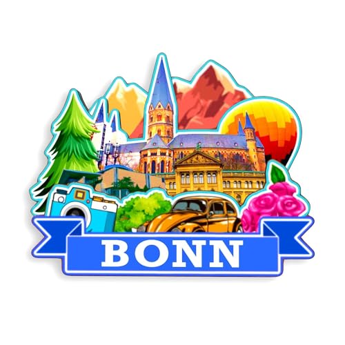 Quwsne Kühlschrankmagnet Bonn Deutschland Kühlschrankmagnet Stadt Reise Souvenirs Touristengeschenke 3D klassische Sehenswürdigkeiten handgefertigt Handwerk Heimdekoration -1224, QS-WC-1224 von Quwsne