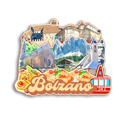 Quwsne Kühlschrankmagnet Bozen Italien Kühlschrankmagnet Stadt Reise Souvenirs Touristengeschenke 3D klassische Sehenswürdigkeiten handgefertigt Handwerk Heimdekoration – 1121 von Quwsne