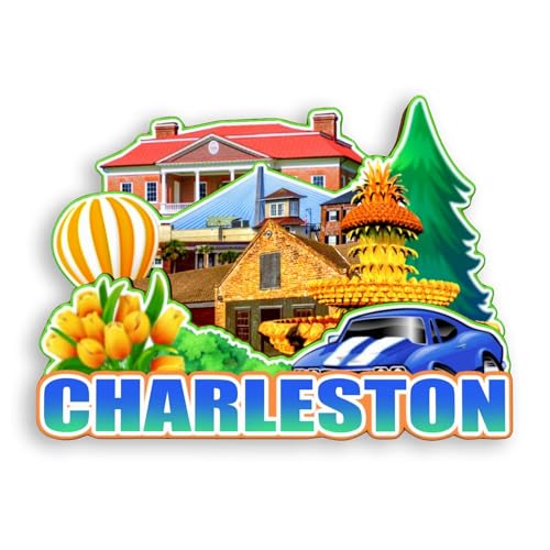 Quwsne Kühlschrankmagnet Charleston South Carolina USA Kühlschrankmagnet Stadt Reise Souvenirs Touristengeschenke 3D klassische Sehenswürdigkeiten handgefertigt Handwerk Heimdekoration -1128 von Quwsne