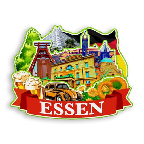 Quwsne Kühlschrankmagnet Essen Deutschland Kühlschrankmagnet Stadt Reise Souvenirs Touristengeschenke 3D Klassische Sehenswürdigkeiten Handarbeit Handwerk Heimdekoration -1186, QS-WC-1186 von Quwsne