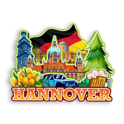 Quwsne Kühlschrankmagnet Hannover Deutschland Kühlschrankmagnet Stadt Reise Souvenirs Touristengeschenke 3D klassische Sehenswürdigkeiten handgefertigt Handwerk Heimdekoration -1188, QS-WC-1188 von Quwsne