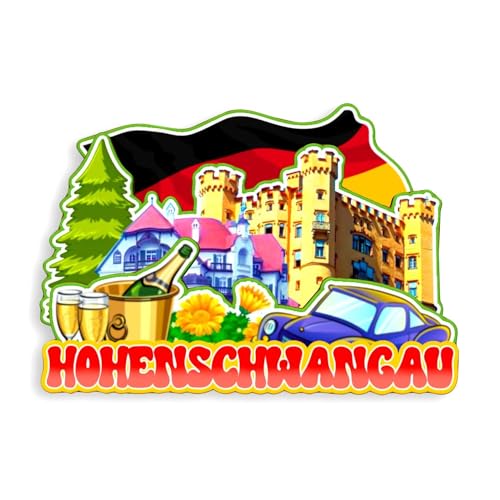 Quwsne Kühlschrankmagnet Hohenschwangau Deutschland Kühlschrankmagnet Stadt Reise Souvenirs Touristengeschenke 3D klassische Sehenswürdigkeiten Handarbeit Handwerk Heimdekoration -1252 von Quwsne