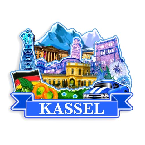 Quwsne Kühlschrankmagnet Kassel Deutschland Kühlschrankmagnet Stadt Reise Souvenirs Touristengeschenke 3D klassische Sehenswürdigkeiten handgefertigt Handwerk Heimdekoration -1242 von Quwsne