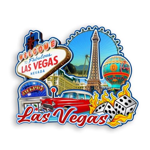 Quwsne Kühlschrankmagnet Las Vegas Nevada USA Kühlschrankmagnet Stadt Reise Souvenirs Touristengeschenke 3D klassische Sehenswürdigkeiten handgefertigt Handwerk Heimdekoration -1040 von Quwsne