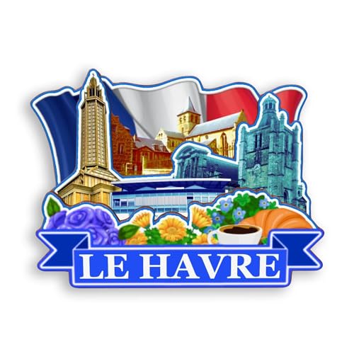 Quwsne Kühlschrankmagnet Le Havre Frankreich, Kühlschrankmagnet, Stadt, Reise, Souvenirs, Touristengeschenke, 3D, klassische Sehenswürdigkeiten, handgefertigt, Handwerk, Heimdekoration -1369 von Quwsne