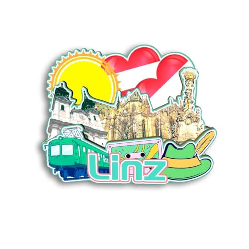 Quwsne Kühlschrankmagnet Linz Österreich Kühlschrankmagnet Stadt Reise Souvenirs Touristengeschenke 3D klassische Sehenswürdigkeiten handgefertigt Handwerk Heimdekoration – 1494 von Quwsne