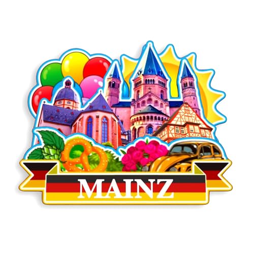 Quwsne Kühlschrankmagnet Mainz Deutschland Kühlschrankmagnet Stadt Reise Souvenirs Touristengeschenke 3D klassische Sehenswürdigkeiten handgefertigt Handwerk Heimdekoration -1226, QS-WC-1226 von Quwsne