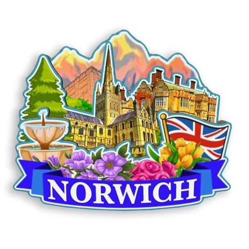 Quwsne Kühlschrankmagnet Norwich UK Kühlschrankmagnet Stadt Reise Souvenirs Touristengeschenke 3D klassische Sehenswürdigkeiten handgefertigt Handwerk Heimdekoration -1463 von Quwsne