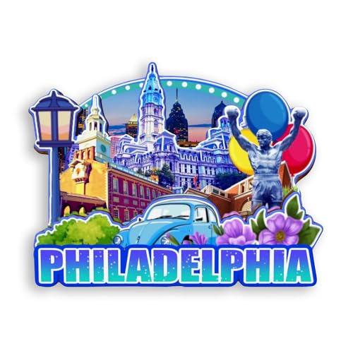 Quwsne Kühlschrankmagnet Philadelphia Pennsylvania, USA, Kühlschrankmagnet, Stadt, Reise, Souvenirs, Touristengeschenke, 3D-Lichtzeichen, handgefertigt, Handwerk, Heimdekoration -1114 von Quwsne