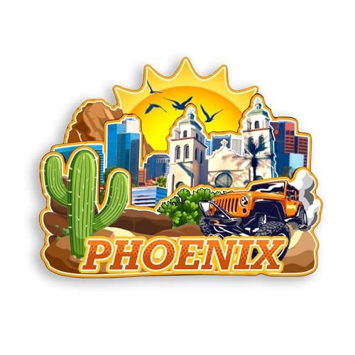 Quwsne Kühlschrankmagnet Phoenix Arizona USA Kühlschrankmagnet Stadt Reise Souvenirs Touristengeschenke 3D klassische Sehenswürdigkeiten handgefertigt Handwerk Heimdekoration -301, QS-WC-301 von Quwsne