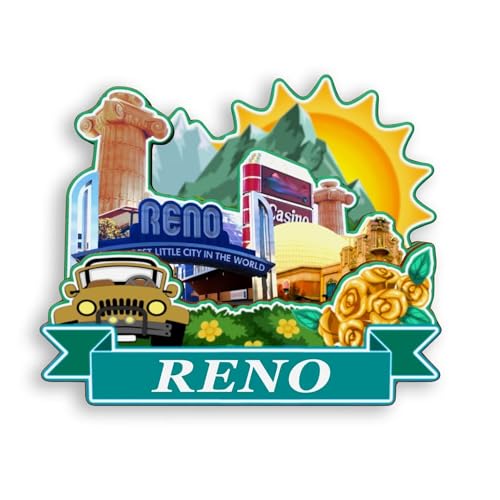 Quwsne Kühlschrankmagnet Reno Nevada USA Kühlschrankmagnet Stadt Reise Souvenirs Touristengeschenke 3D klassische Sehenswürdigkeiten handgefertigt Handwerk Heimdekoration -1042 von Quwsne