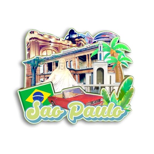 Quwsne Kühlschrankmagnet Sao Paulo Brasilien, Kühlschrankmagnet, Stadt, Reise, Souvenirs, Touristengeschenke, 3D-Klassische Sehenswürdigkeiten, Handarbeit, Heimdekoration, 945, QS-CYT-945 von Quwsne