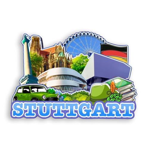 Quwsne Kühlschrankmagnet Stuttgart Deutschland Kühlschrankmagnet Stadt Reise Souvenirs Touristengeschenke 3D klassische Sehenswürdigkeiten Handarbeit Handwerk Heimdekoration -1179 von Quwsne