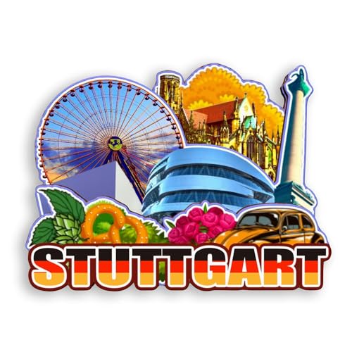 Quwsne Kühlschrankmagnet Stuttgart Deutschland Kühlschrankmagnet Stadt Reise Souvenirs Touristengeschenke 3D klassische Sehenswürdigkeiten Handarbeit Handwerk Heimdekoration -1180 von Quwsne