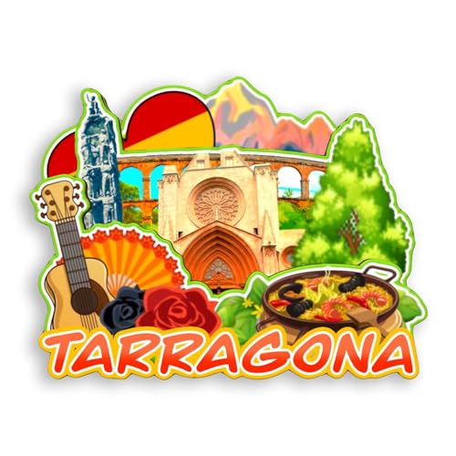 Quwsne Kühlschrankmagnet Tarragona Spanien Kühlschrankmagnet Stadt Reise Souvenirs Touristengeschenke 3D klassische Sehenswürdigkeiten handgefertigt Handwerk Heimdekoration -1534, QS-WC-1534 von Quwsne