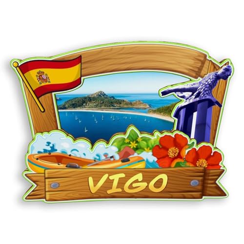 Quwsne Kühlschrankmagnet Vigo Spanien, Kühlschrankmagnet, Stadt, Reise, Souvenirs, Touristengeschenke, 3D-Symbolen, klassische Sehenswürdigkeiten, handgefertigt, Handwerk, Heimdekoration -1554 von Quwsne