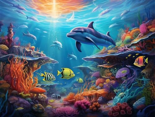 DIY 5D Erwachsene und Anfänger Diamant Malerei Set Bohren Voll Korallenriffe Delfine Bild Diamond Painting Gemälde Arts Craft Perfekt Für Entspannung Und Wand Decor Platz Drill 55x75cm AB1748 DIY 5D Erwachsene und Anfänger Diamant Malerei Set Bohren Voll Korallenriffe Delfine Bild Diamond Painting Gemälde Arts Craft Perfekt Für Entspannung Und Wand Decor Platz Drill 55x75cm AB1748 von Quxaoqiao