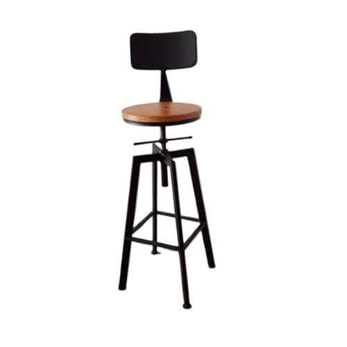 QuxetlRyz Barhocker Drehbarer Barhocker aus massivem Holz mit hohen Füßen, Thekenhocker, Barstühle(Black backrest 2cm) von QuxetlRyz
