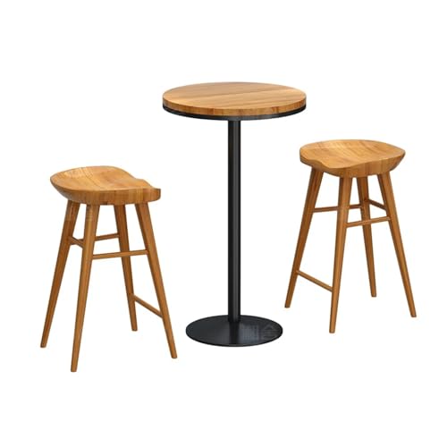 QuxetlRyz Barhocker Massivholz Runder Kleiner Stehtisch Haushaltsbar Runder Tisch Schreibtischhocker(2 Chair 75cm Table B) von QuxetlRyz