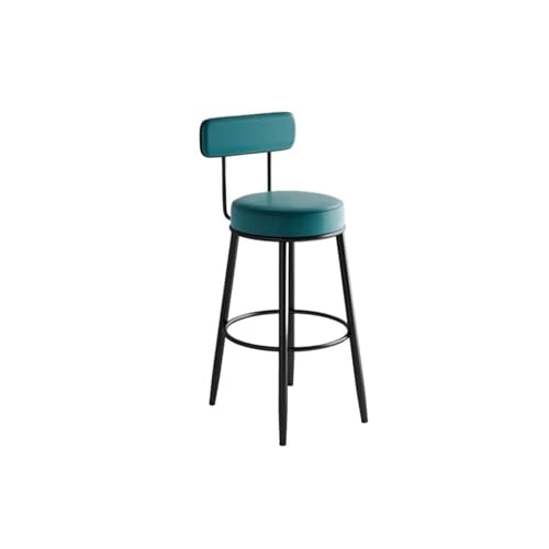 QuxetlRyz Barhocker Moderne Barhocker aus Metall, schwarzes Leder, Esszimmerstühle, Barhocker for Zuhause(75Cm Lake Blue) von QuxetlRyz