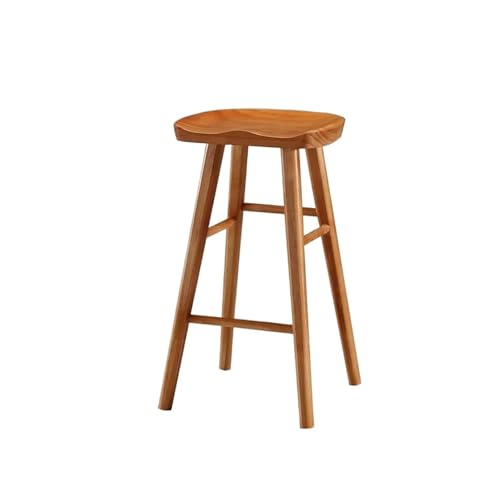 QuxetlRyz Barhocker Moderner Barstuhl aus Holz mit schöner Atmosphäre, for Cafés, Massivholzhocker(Teak Color 65cm) von QuxetlRyz