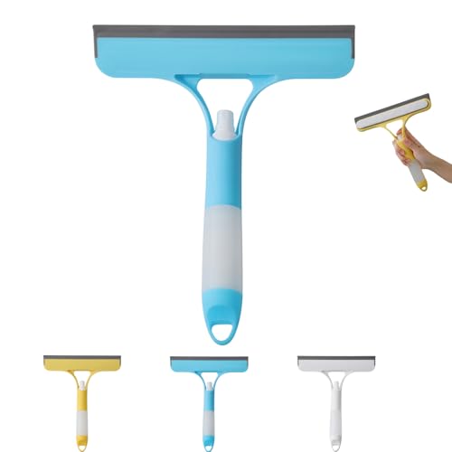 3-In-1-SprüHabzieher, 3-In-1-Glasschaber, Spiegelabzieher Mit SprüHer, Spray, Schwammwischer, FüR FliesenwäNde, Badezimmer, Fenster, Glas Und Autowindschutzscheiben, Spiegel Und KüChe (Blau) von QuyiFa
