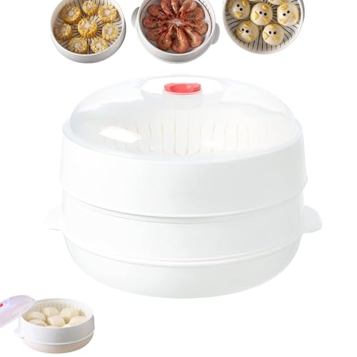 QuyiFa Multifunktionale Mikrowellen-Heiz- Und WäRmedäMm-Dampfgarer-Utensilien, Mikrowellen-Dampfgarer FüR GemüSe, Mehrschichtiges Wasserspeicher-Design, Zum Kochen Von GemüSe Und KnöDeln (2-Schicht) von QuyiFa