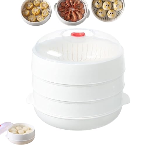 QuyiFa Multifunktionale Mikrowellen-Heiz- Und WäRmedäMm-Dampfgarer-Utensilien, Mikrowellen-Dampfgarer FüR GemüSe, Mehrschichtiges Wasserspeicher-Design, Zum Kochen Von GemüSe Und KnöDeln (3-Schicht) von QuyiFa