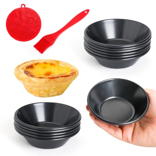Quyimy 12 Stück Tarteform, Törtchenform 8 cm, Antihaftbeschichtung Pie Form Mini Quicheform mit Öl-/Spülbürste, 3 Zoll Tartelette Förmchen Quicheform und Obstkuchenform(8cm×12) von Quyimy