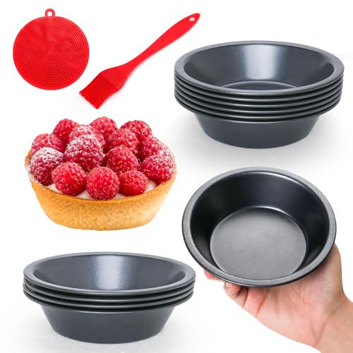Quyimy 12 Stück Pie Form, Ø12cm Mini Quicheform 5 zoll Tarteform Backform Antihaftbeschichtung Runde Quiche Form (12cm×12) von Quyimy