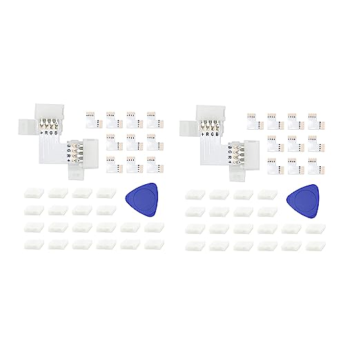 Quystetes 1 Set LED-Streifen-Verbindungs-Set für 5050 10 mm 4-polige L-Form, 4-polige LED-Steckverbinder, Kunststoff Quystetes 1 Set LED-Streifen-Verbindungs-Set für 5050 10 mm 4-polige L-Form, 4-polige LED-Steckverbinder, Kunststoff von Quystetes