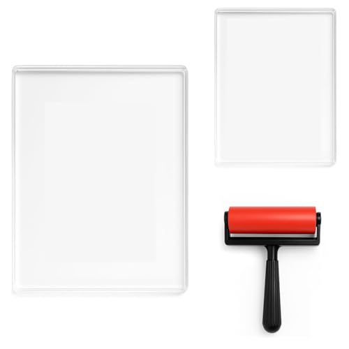 Quystetes 12,7 x 17,8 cm und 20,3 x 25,4 cm Gelplatte, wasserdichte und waschbare Gel-Druckplatte mit Gummi, geeignet für Kartenherstellung, Kunst von Quystetes