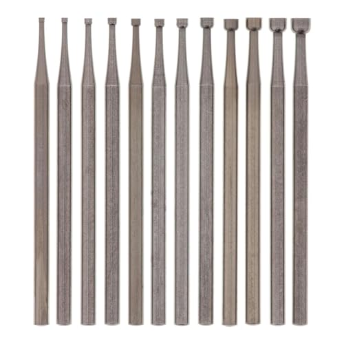 Quystetes 12-teiliges rundes Frässtift-Set, 0,8–3,0 mm Schaft, Draht-Rounder-Bits, Schmuckschnitz-Bits (0,8–3,0 mm) von Quystetes