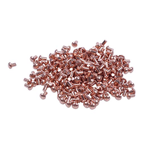 Quystetes 200 Stück runde massive Kupfernieten, 1,6 x 0,3 cm von Quystetes