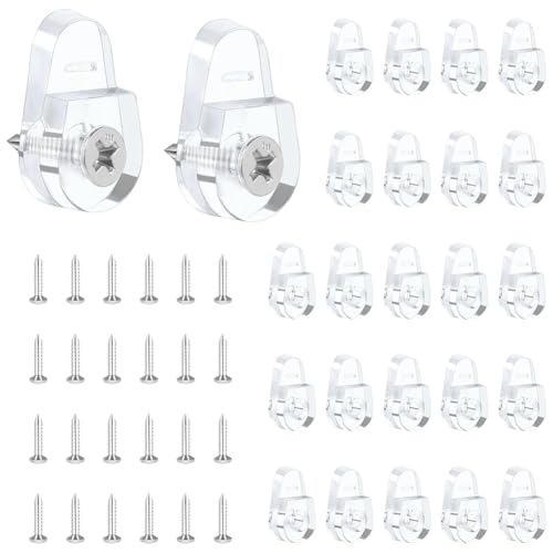 Quystetes 25 Stück --Clips-Set, runde Spiegelaufhänger für Wand, Glas, Halterungs-Clips, transparente -Befestigungsclips von Quystetes