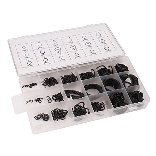 Quystetes 300 Stück C-Clips Externer Sprengring Schwarz Unterlegscheibe Hardware Cir Clip Haltering Set für industrielle Befestigungselemente 18 Größen von Quystetes