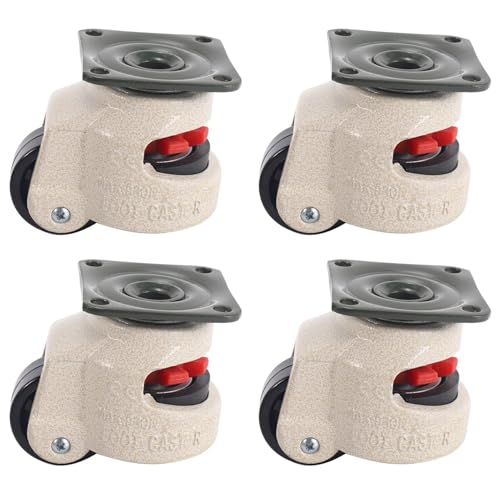 Quystetes 4 Stück einziehbare Nivellierrollen, industrielle Maschine, Lenkrollen für Bürostuhl, Trolley, 100 kg Tragkraft, -40 °C von Quystetes