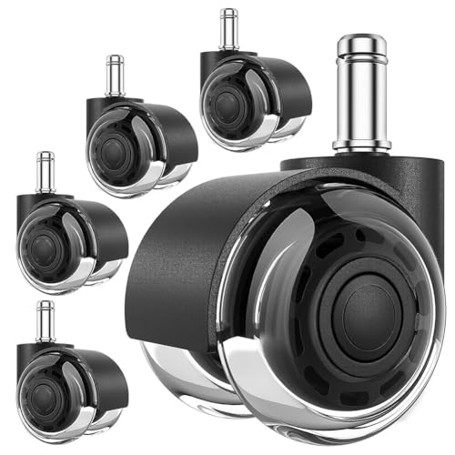 Quystetes 5 Stück Bürostuhl-, Ersatzrollen, weich, stumm, schwarzer Stahl + Gummi, für Arbeits- und Gaming-Stuhl, robust und sicher Quystetes 5 Stück Bürostuhl-, Ersatzrollen, weich, stumm, schwarzer Stahl + Gummi, für Arbeits- und Gaming-Stuhl, robust und sicher von Quystetes