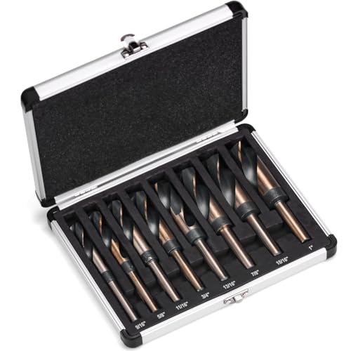 Quystetes 8-Teiliges Silber- und Deming-Bohrerset, Schaft mit 1/2-Durchmesser, Größen 9/16 Bis 1 Quystetes 8-Teiliges Silber- und Deming-Bohrerset, Schaft mit 1/2-Durchmesser, Größen 9/16 Bis 1 von Quystetes