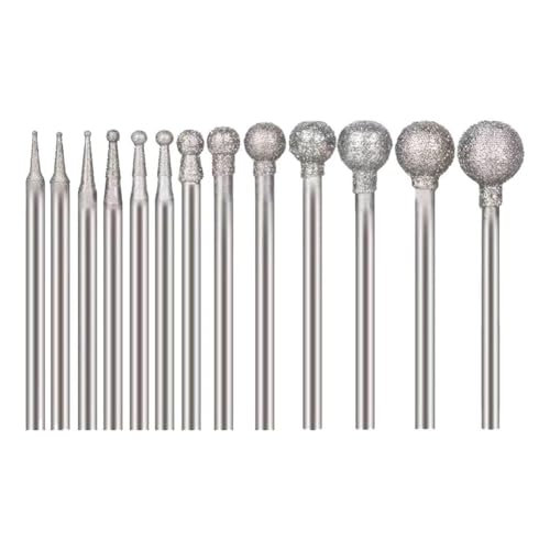Quystetes Diamant-Frässtifte in Kugelform, Diamant-Frässtifte, Steinschnitz-Set mit 3/32 Dorn für Drehwerkzeuge, einfach zu bedienen, 13-teilig Quystetes Diamant-Frässtifte in Kugelform, Diamant-Frässtifte, Steinschnitz-Set mit 3/32 Dorn für Drehwerkzeuge, einfach zu bedienen, 13-teilig von Quystetes