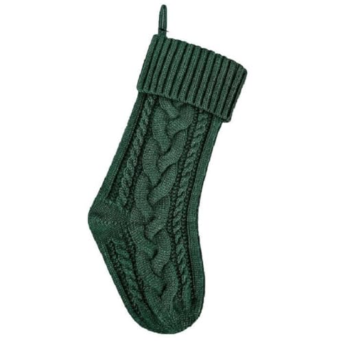 Quystetes Gestrickte Weihnachtsstrümpfe für Familie - Grüne Kamin-Hängesocken von Quystetes