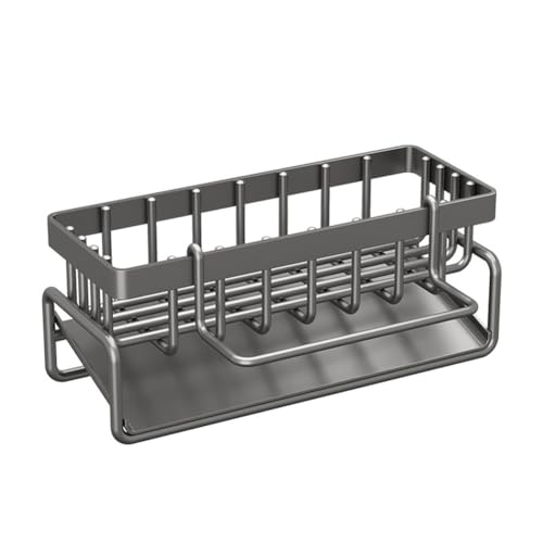 Quystetes Küchenspüle-Regal, Schwammhalter für Küchenspüle, Organizer, Schwamm-Organizer, Geschirrschwammhalter für Badezimmer, grau, einfache Installation, einfach zu bedienen von Quystetes
