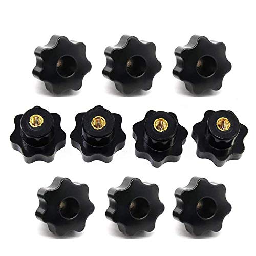 Quystetes M6 weibliche Knaufschrauben, M6 x 32 mm, Innengewinde, Sternklemmgriff, schwarz, 10 Stück Quystetes M6 weibliche Knaufschrauben, M6 x 32 mm, Innengewinde, Sternklemmgriff, schwarz, 10 Stück von Quystetes