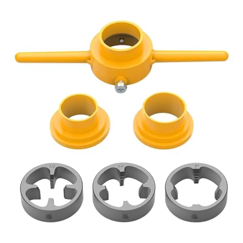 Quystetes PVC-Gewindeschneider-Set, Rohreinfädler, Sanitär-Werkzeug-Set, rund, mit 3 Stanzformen, 1,27 cm, 1,9 cm und 2,5 cm NPT-Schneideisen-Set, 6 Stück von Quystetes