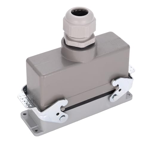 Quystetes Rechteckige H24B-He-024-1 Hochleistungs-Steckverbinder, 24-polig, 16 A, 500 V, Schraubenfüße, Luftfahrt-Steckdose, 139 x 43 x 72 mm von Quystetes