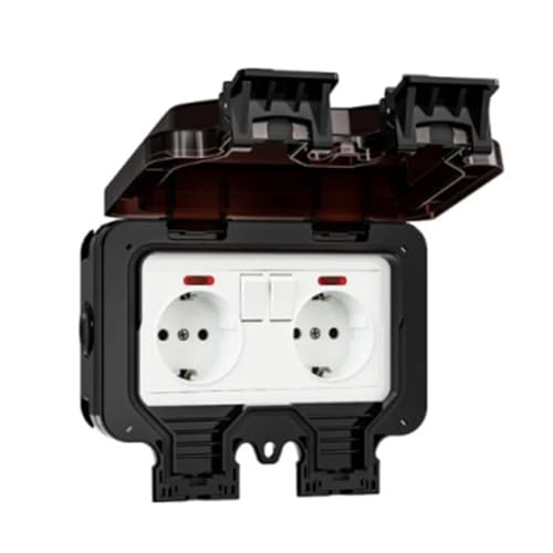 Quystetes Wasserdichte IP66-Steckdose, 220 V, Schwarzer Wandstecker mit Integriertem Schalter, Elektrisches EU-Haushaltsgerät (C), Einfach zu Bedienen von Quystetes
