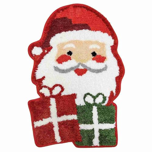 Quystetes Weihnachts-Badezimmerteppich, Weihnachtsmann-, rutschfeste Rückseite, wasserabsorbierend, Mikrofaser, 40,6 x 61 cm von Quystetes