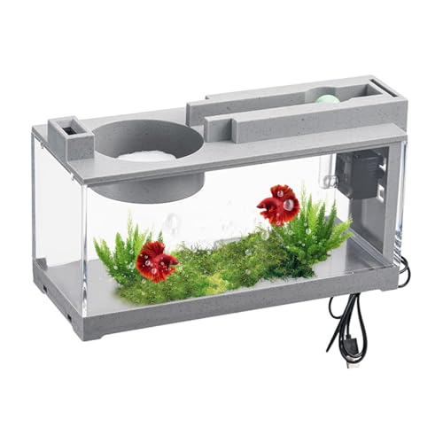 Aquarium, Retro Dekoratives Ruhiges Schreibtisch Aquarium Mit Wasserpumpe, Aquarium Aus Steinimitat Für Kleine Fische Insekten Schnecken Geckos Vogelspinne Bartagamen von Quzente