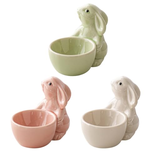 Quzente Eierbecher Set, Eleganter Eierbecher Aus Keramik In Hasenform, Eierbecher Für Kinder Eierbecherhalter Lustige Eierbecher Für Osterpartys Zuhause Und Restaurants von Quzente